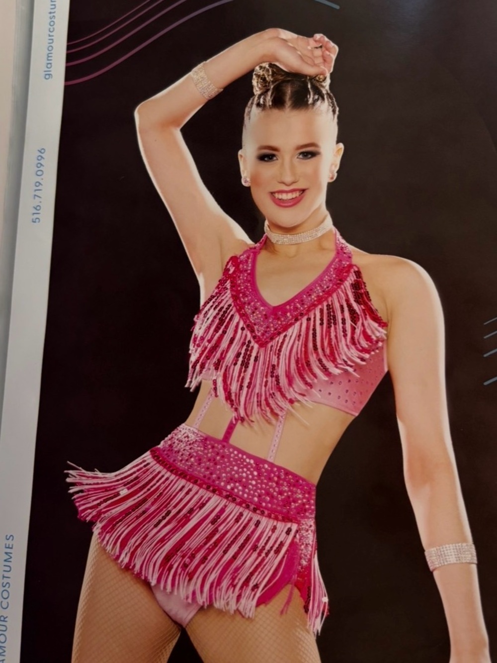 Glamour Pink Fringe Costume CXL